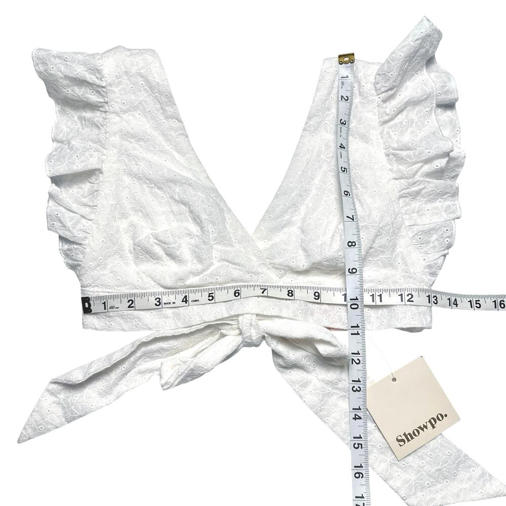 Showpo. | Women | Joselyn White Floral Eyelet Tie Back Matching Set | Size 4 - Picture 7 of 16